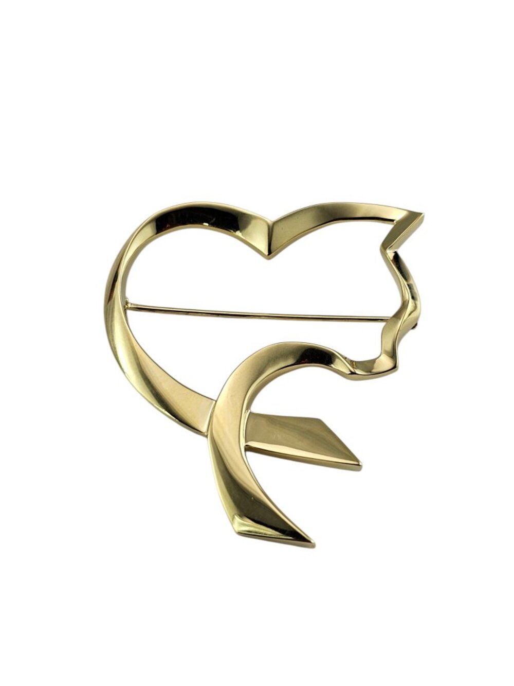 Tiffany & Co. Paloma Picasso 18K Yellow Gold Cat Heart Brooch/Pin #25894